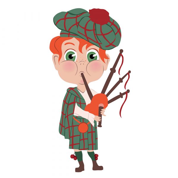 Cartoon of bagpiper