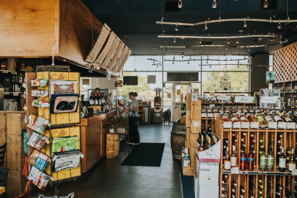 a store filled that offers coffee, drinks and cafe food.