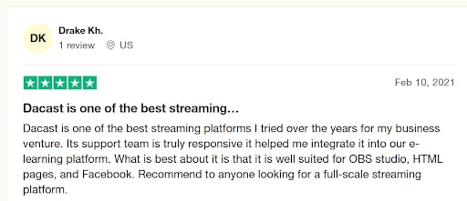 Dacast best streaming platform user review