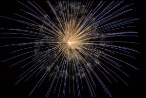 a large fireworks is lit up in the night sky