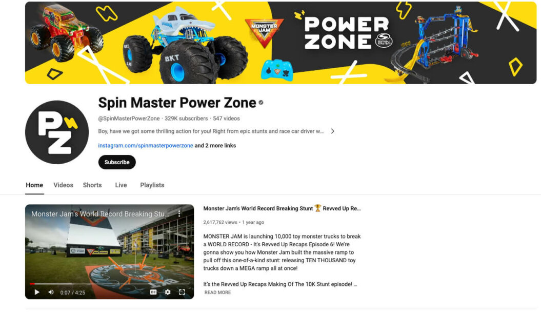 Spin Master Power Zone YouTube channel. 