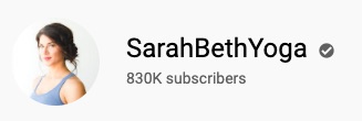 SarahBethYoga YouTube channel subscriber count