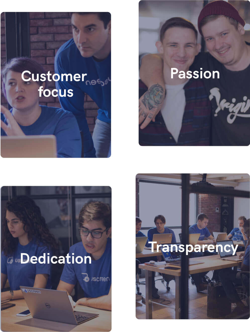 Uscreen's team values and principles