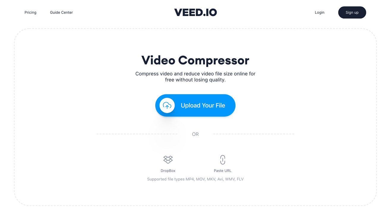 Veed.io's video compressor