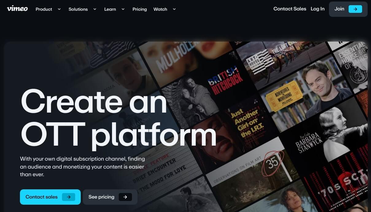 Vimeo OTT's Homepage