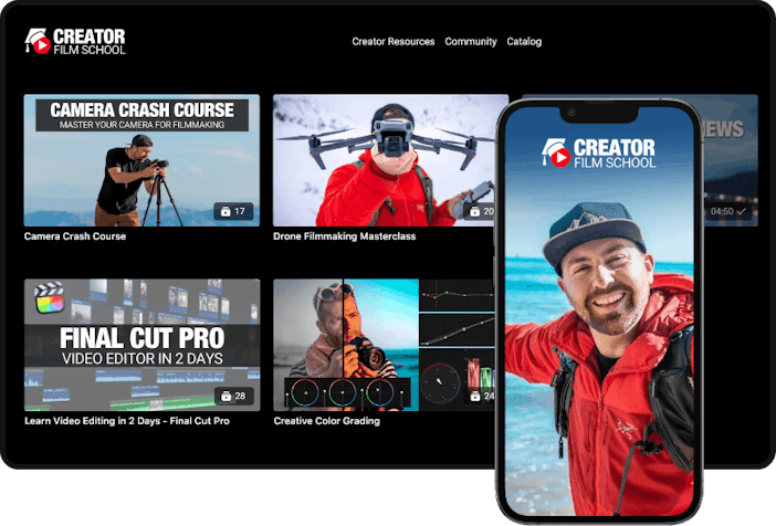 Desktop and mobile view of what the Creator Film School membership platform looks like