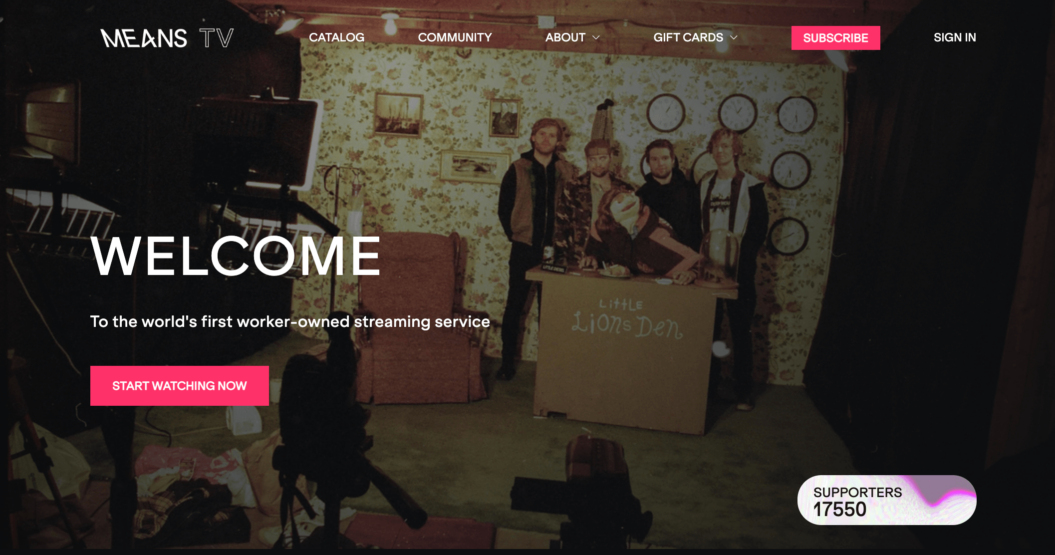 Means TV website homepage.