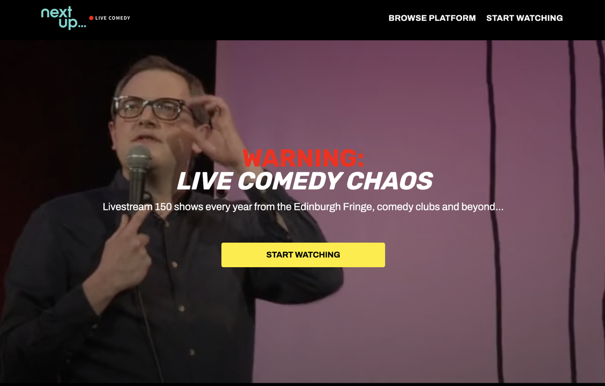 screenshot from Next Up's live comedy streaming platform